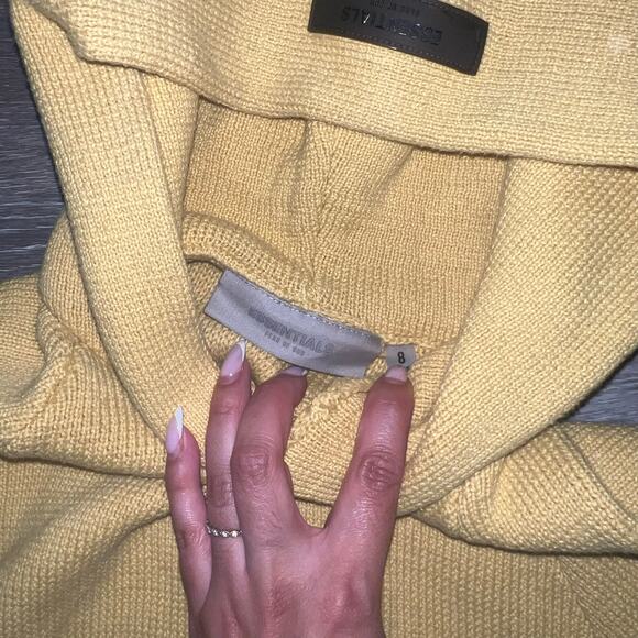 Essentials Fear of God Kids Yellow Knit Hoodie Size 8 - Picture 4 of 5